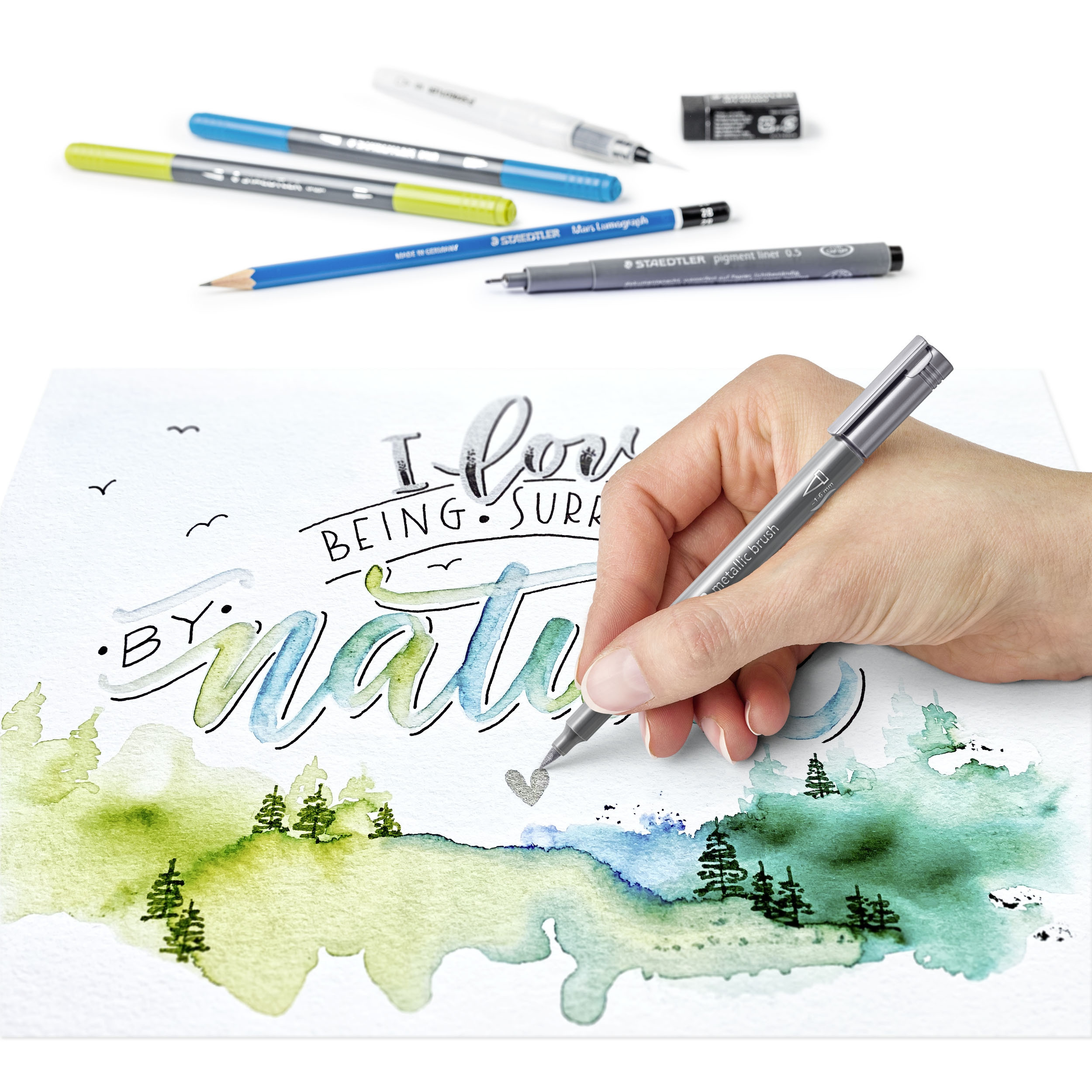 Staedtler Handlettering + vannfarge sett assortert (11)