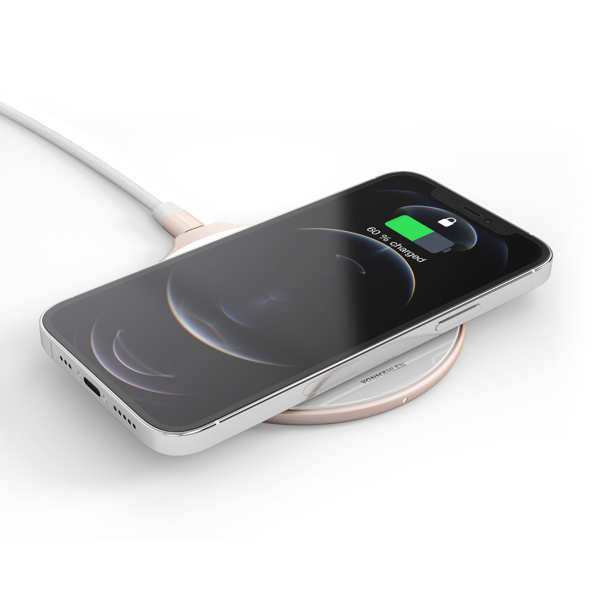 Aura - The Wireless Charging Pad, Glass Cool grey/rose