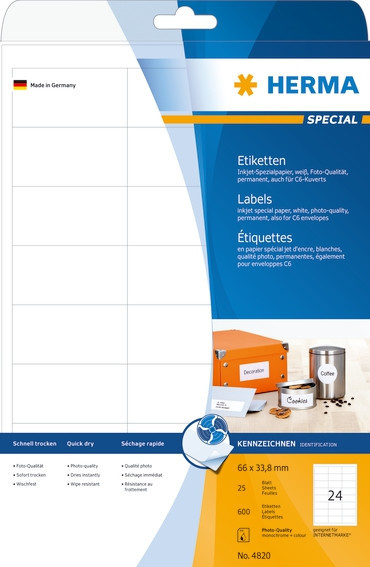 BildeHerma Etiketter Inkjet 66x33,8 (600)