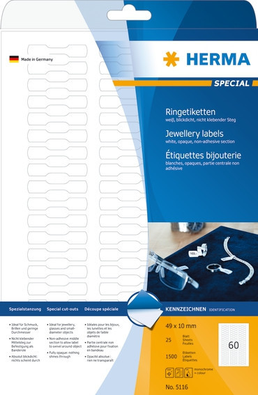 BildeHerma Ugjennomsiktig smykkeetiketter Premium A4 49x10
