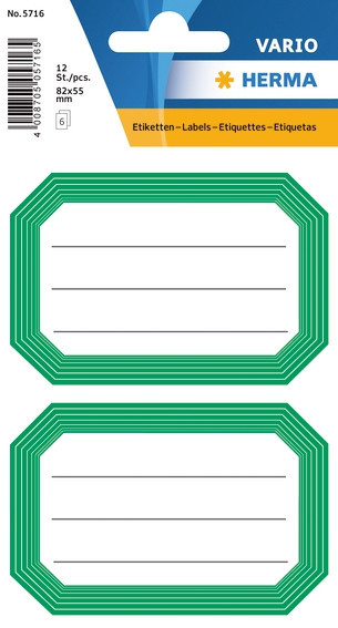 BildeHerma Skolebok etiketter Vario grnn ramme 82x55mm