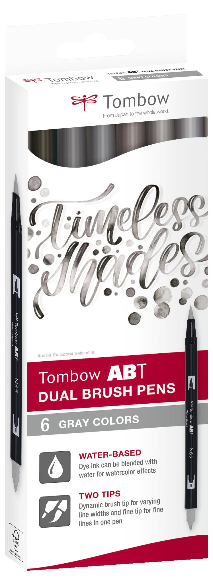 BildeTombow ABT Dual Brush 6C-6 Grfarger eske (6)