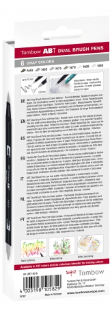 Tombow ABT Dual Brush 6C-6 Grfarger eske (6)