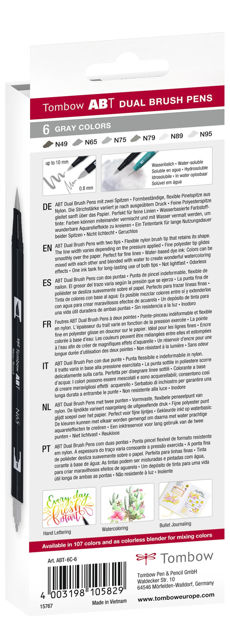 Tombow ABT Dual Brush 6C-6 Grfarger eske (6)