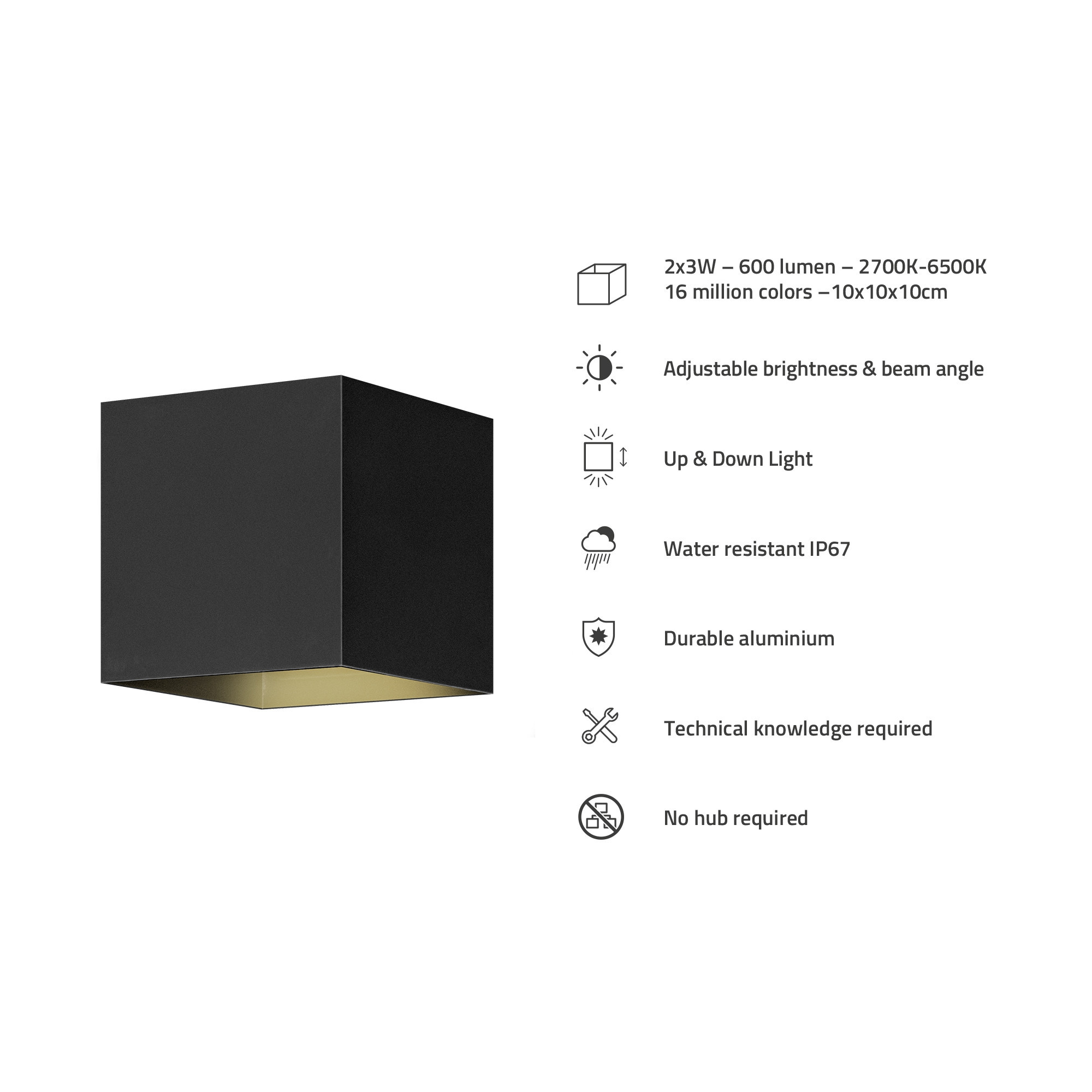 Smart Outdoor Wall Light, Black