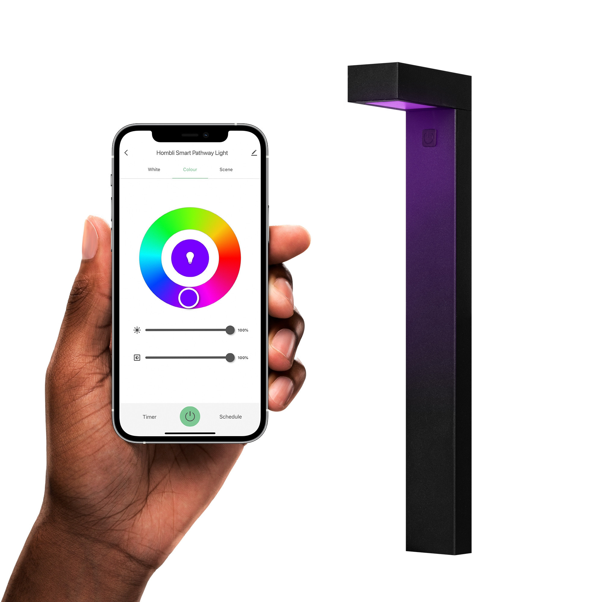 HOMBLI Outdoor Smart Pathway Light 3-pack RGB CCT Black