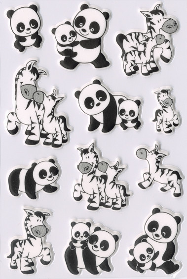 BildeHerma Klistremerker Magic Panda og zebra familie Skum