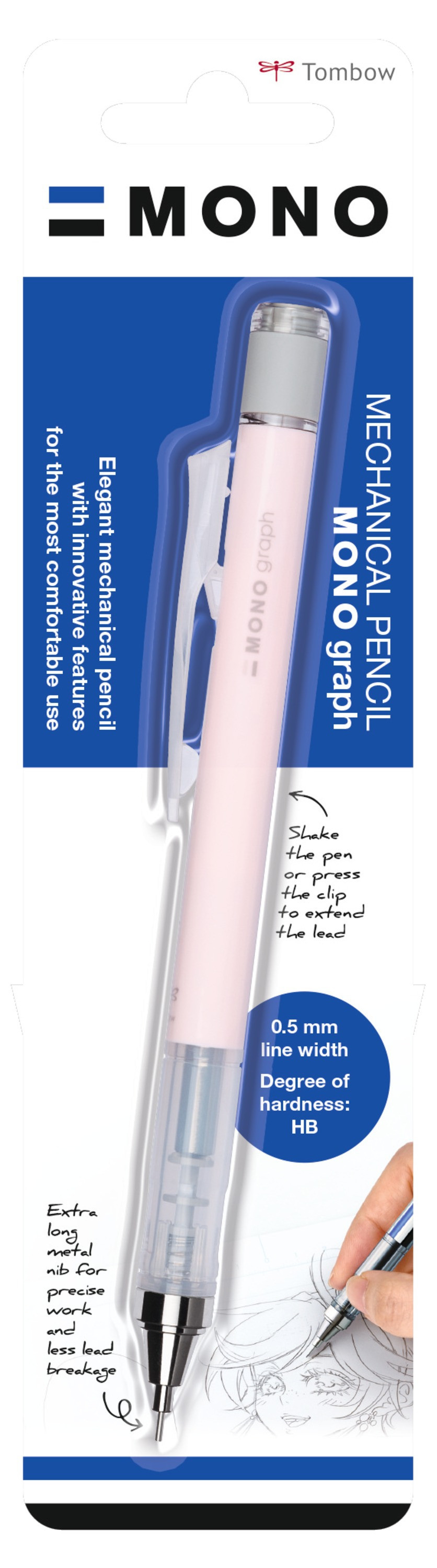 BildeTombow mechanical pencil MONO graph 0,5 pastel pink blister
