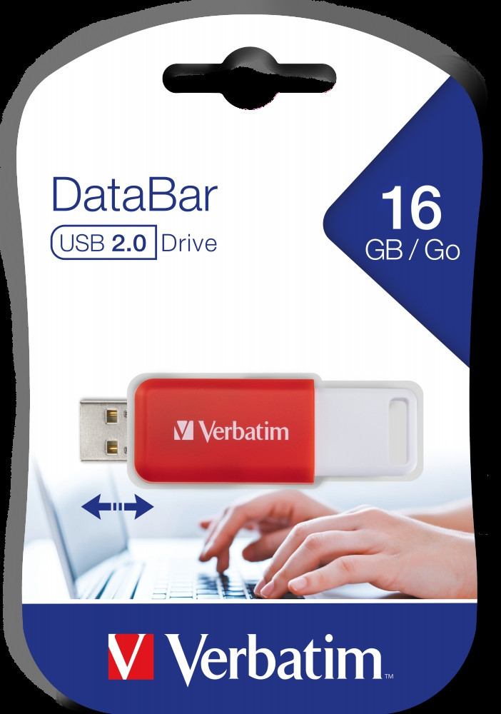 Verbatim DataBar USB 2.0 Drive 16GB, Red