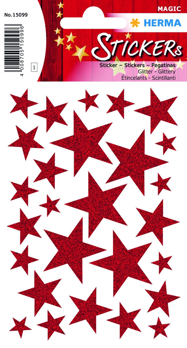 BildeHerma Klistremerker Magic julestjerner Glitter rd (1)