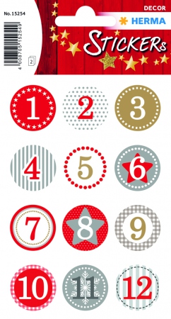 Herma Klistremerker Decor jule adventskalender 1-24 rd (2)