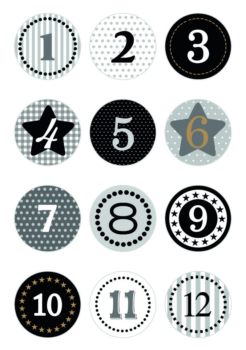 BildeHerma Klistremerker Decor jule adventskalender 1-24 sort (2)