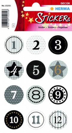Herma Klistremerker Decor jule adventskalender 1-24 sort (2)