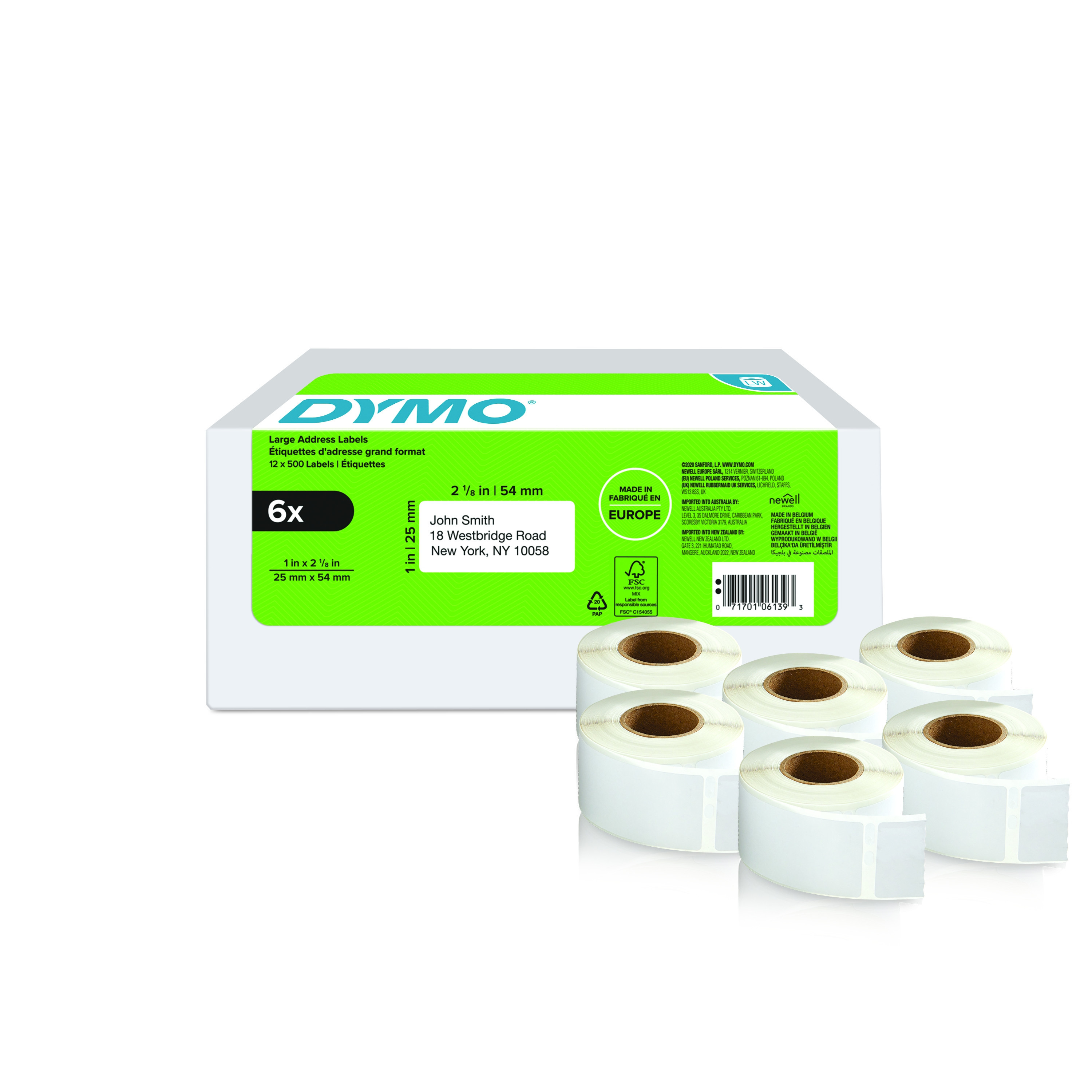 BildeLabelWriter 25mmX54mm Return Address Labels 6 Rolls of 500 L