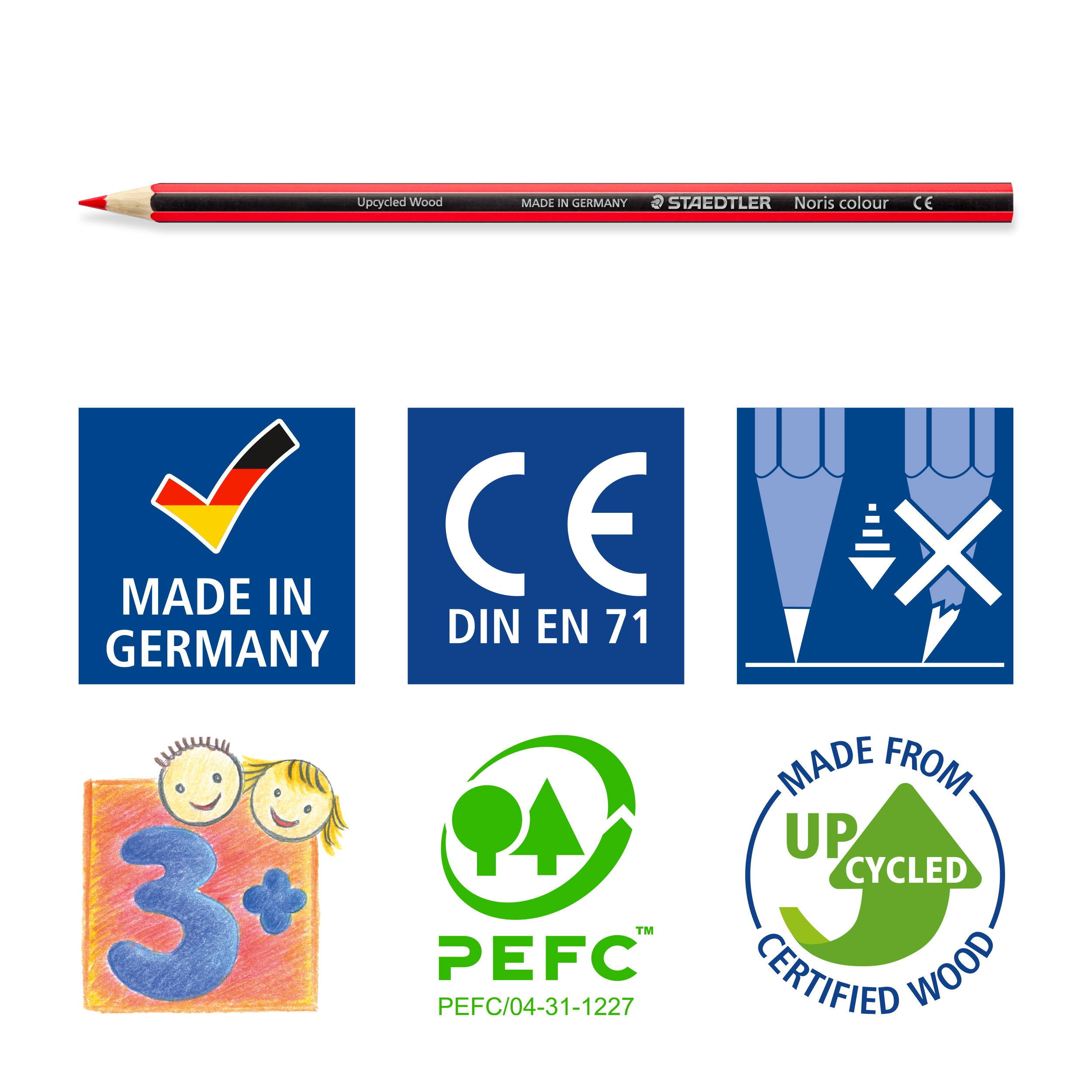 STAEDTLER Fargeblyanter Noris Upcycled Wood ass (10+2)