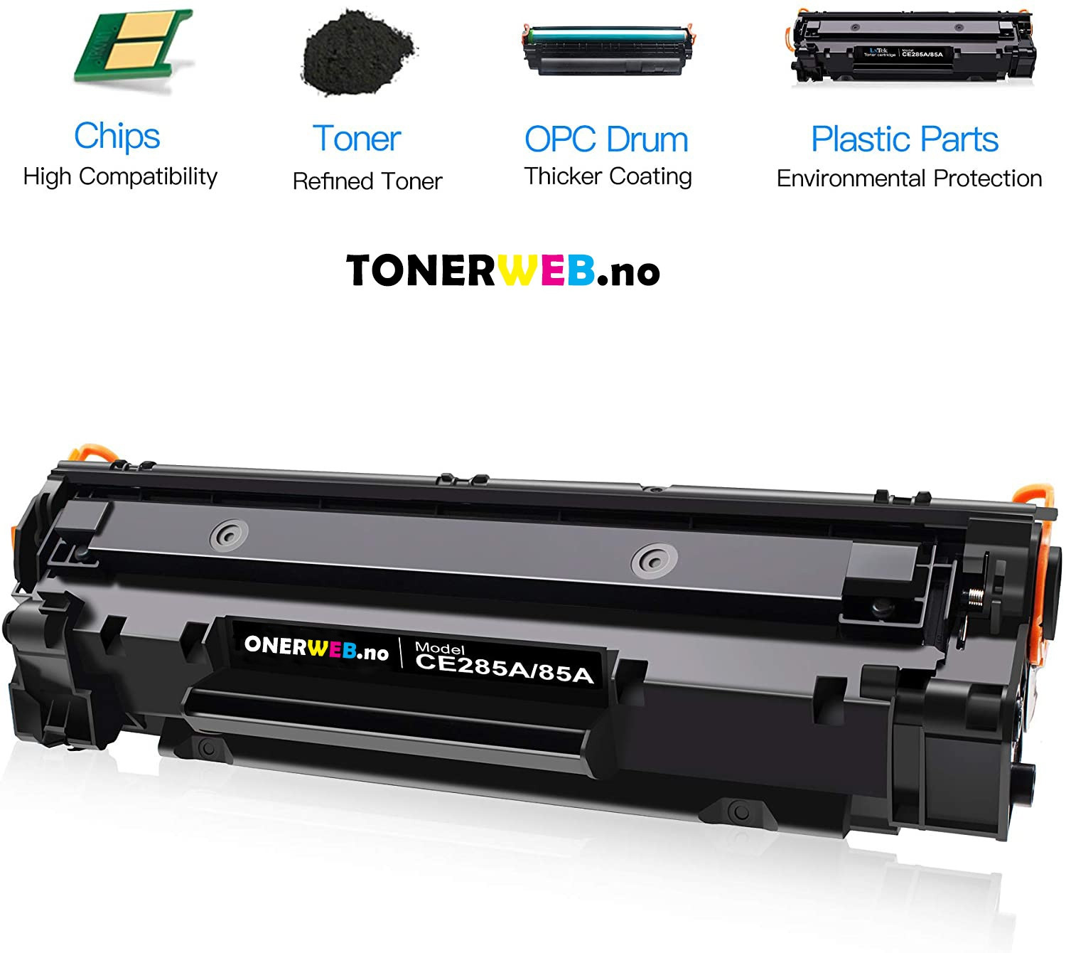 Tonerkassett, erstatter HP Toner Sort LaserJet 85A (Ca 1.600 sider)