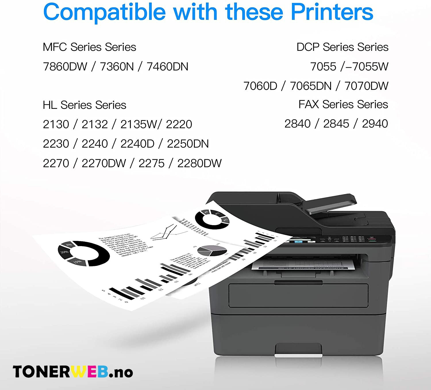 Tonerkassett, erstatter Brother TN-2220 Sort (2.600 sider)