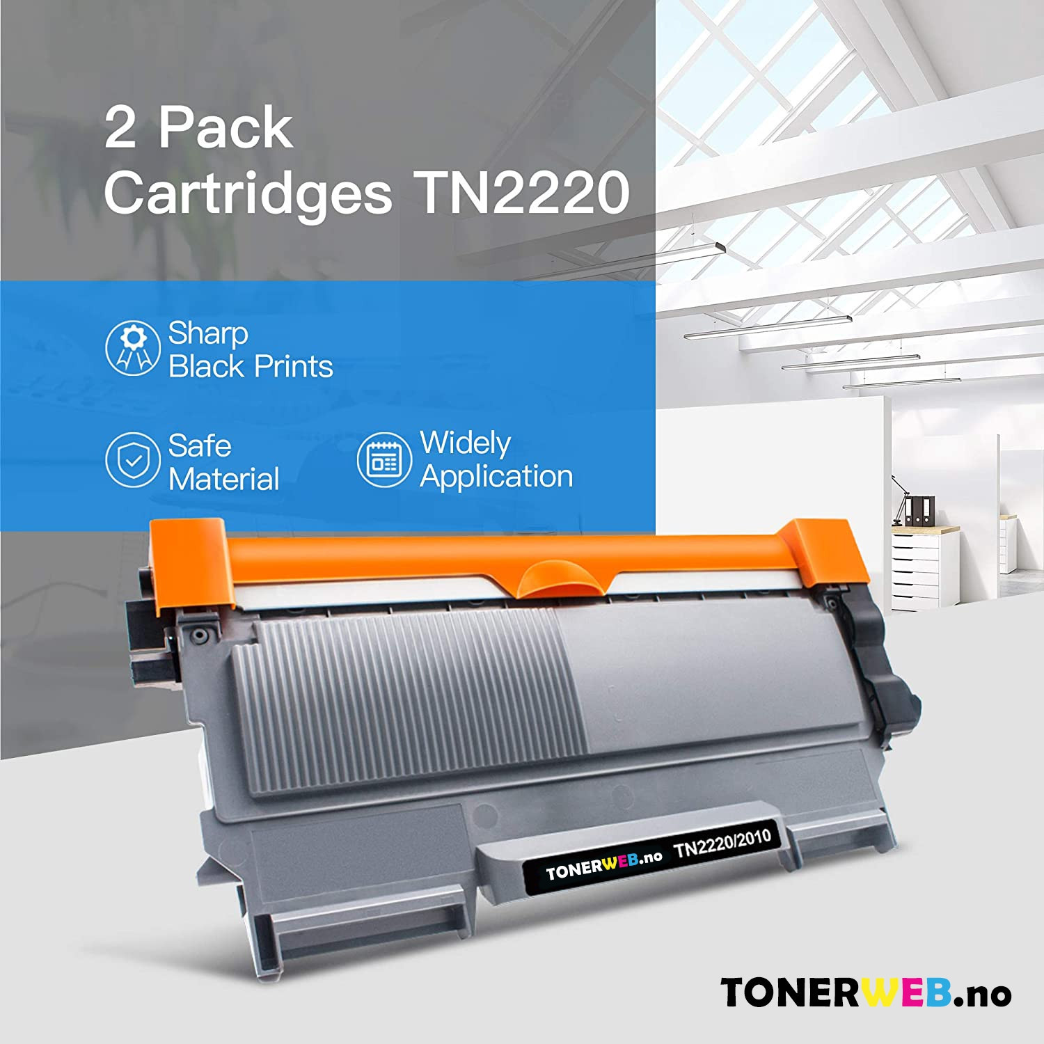 Tonerkassett, erstatter Brother TN-2220 Sort (2.600 sider)