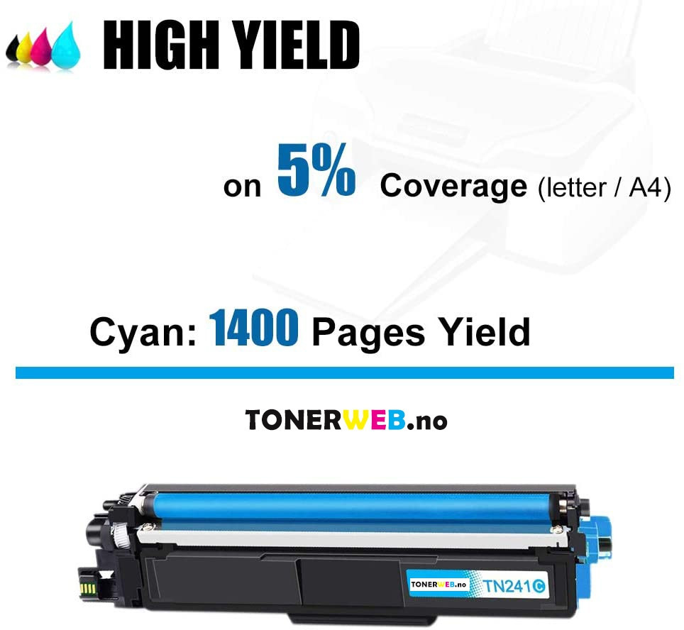 Tonerkassett, erstatter Brother TN241C Cyan (1.400 sider)