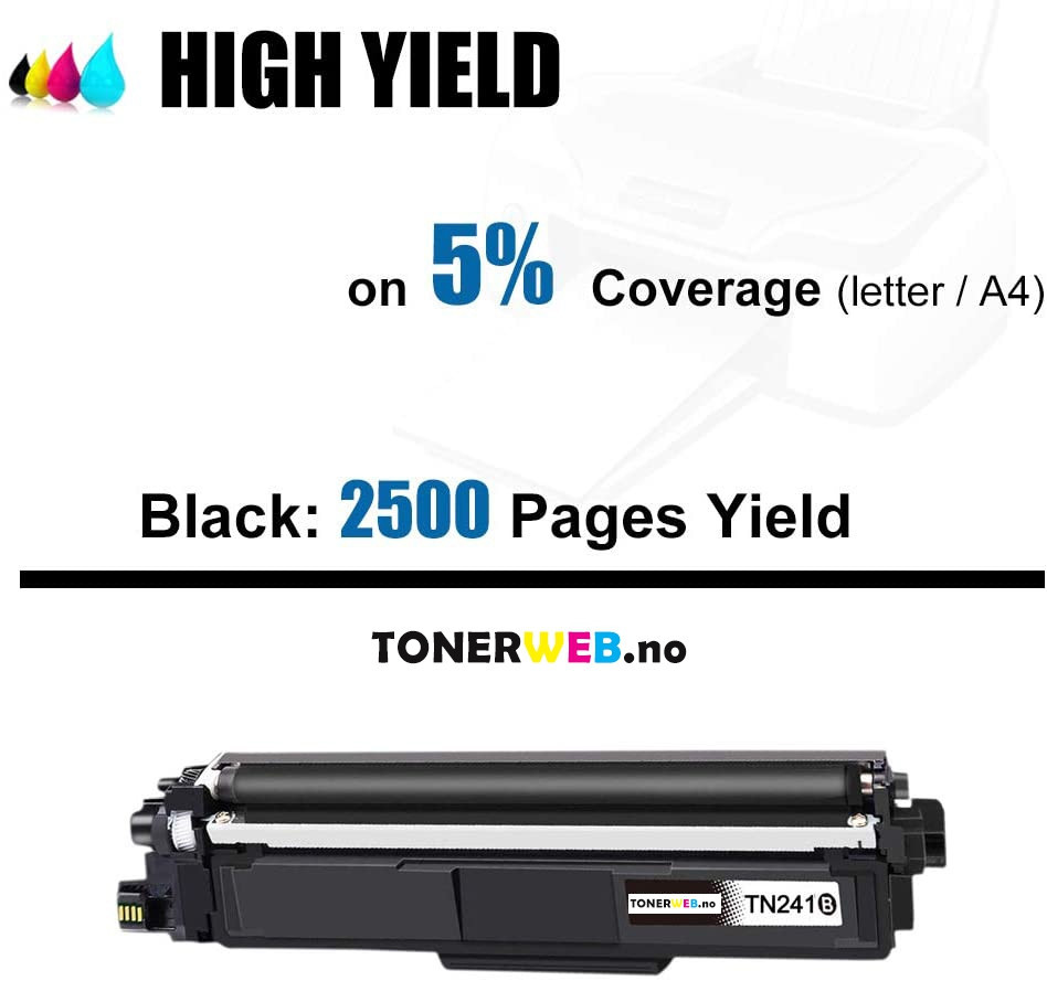 Tonerkassett, erstatter Brother TN-241BK TN-245BK/TN-245BK Sort (2.500 sider)