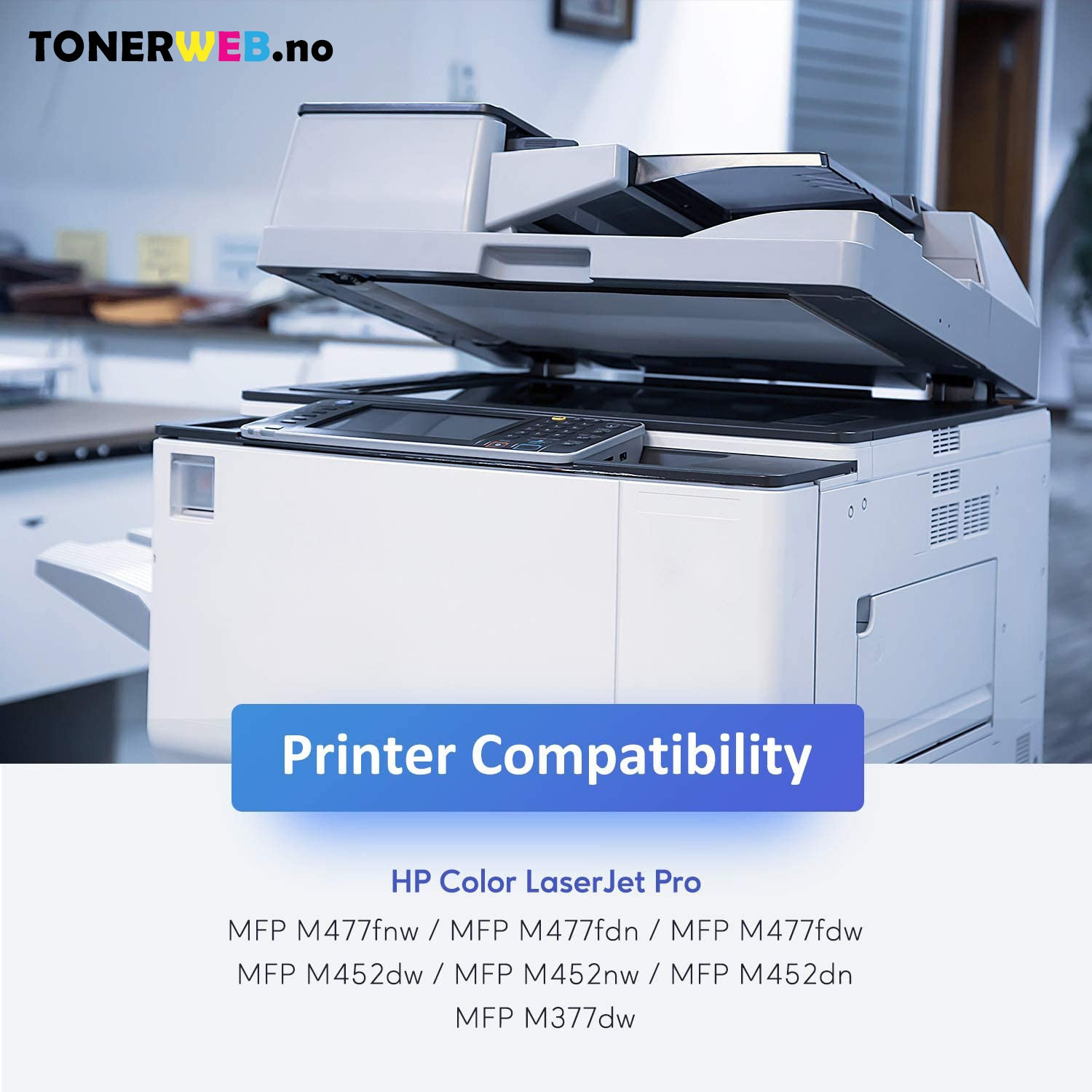 Tonerkassett, erstatter HP Cyan HY 411X (5.000 sider)