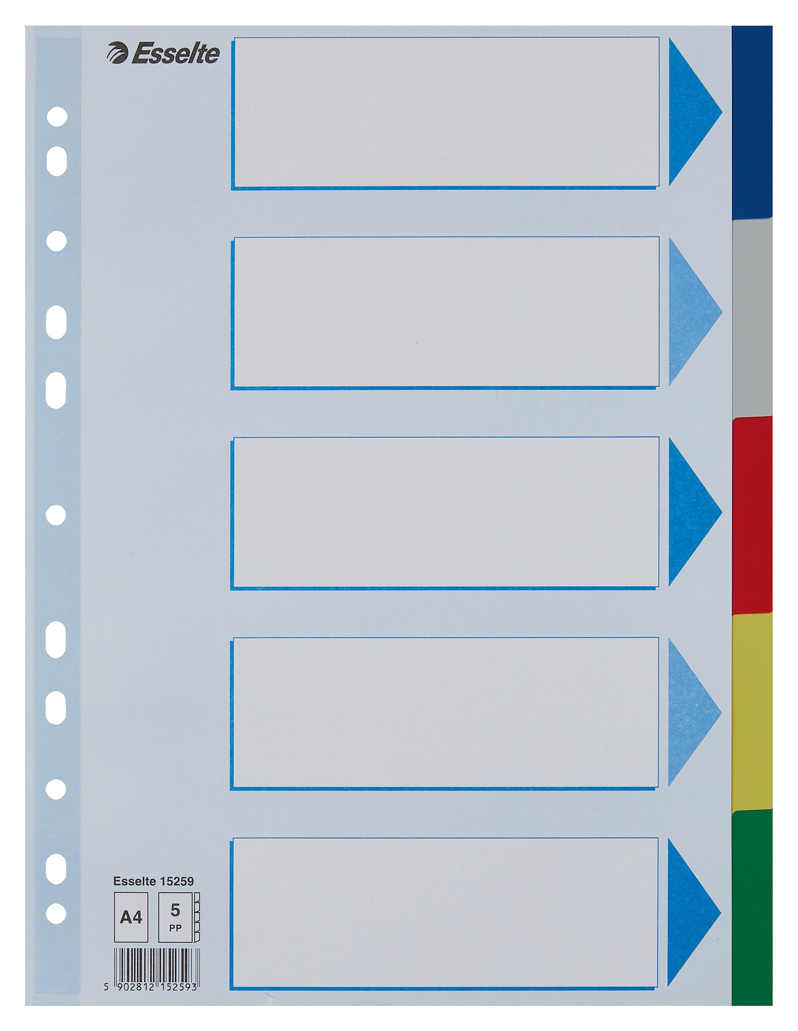 Skilleblad Esselte A4 Pp 5-Delt 5 Frg