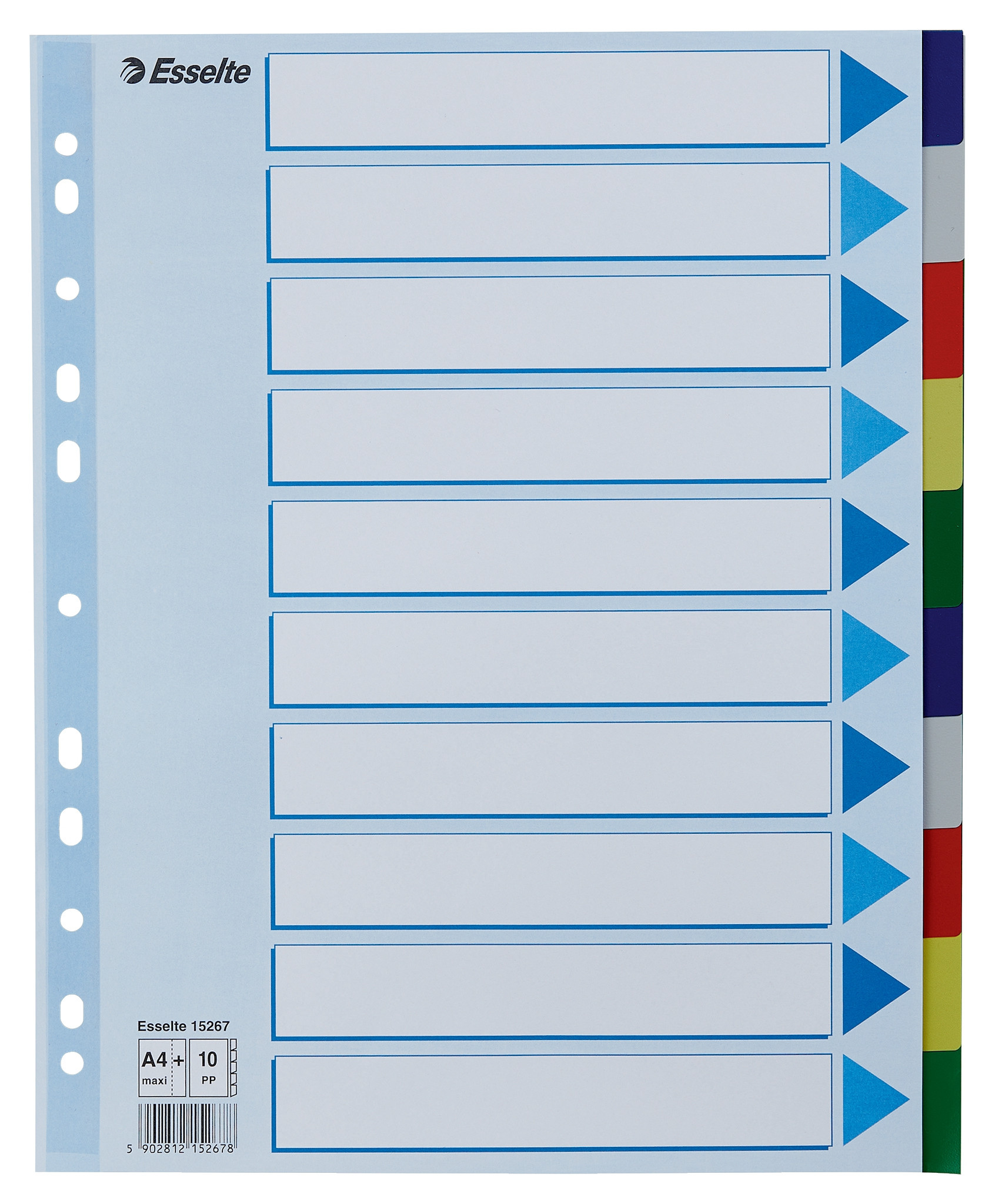 Esselte Skilleblad PP A4+ 10-delt flerf.
