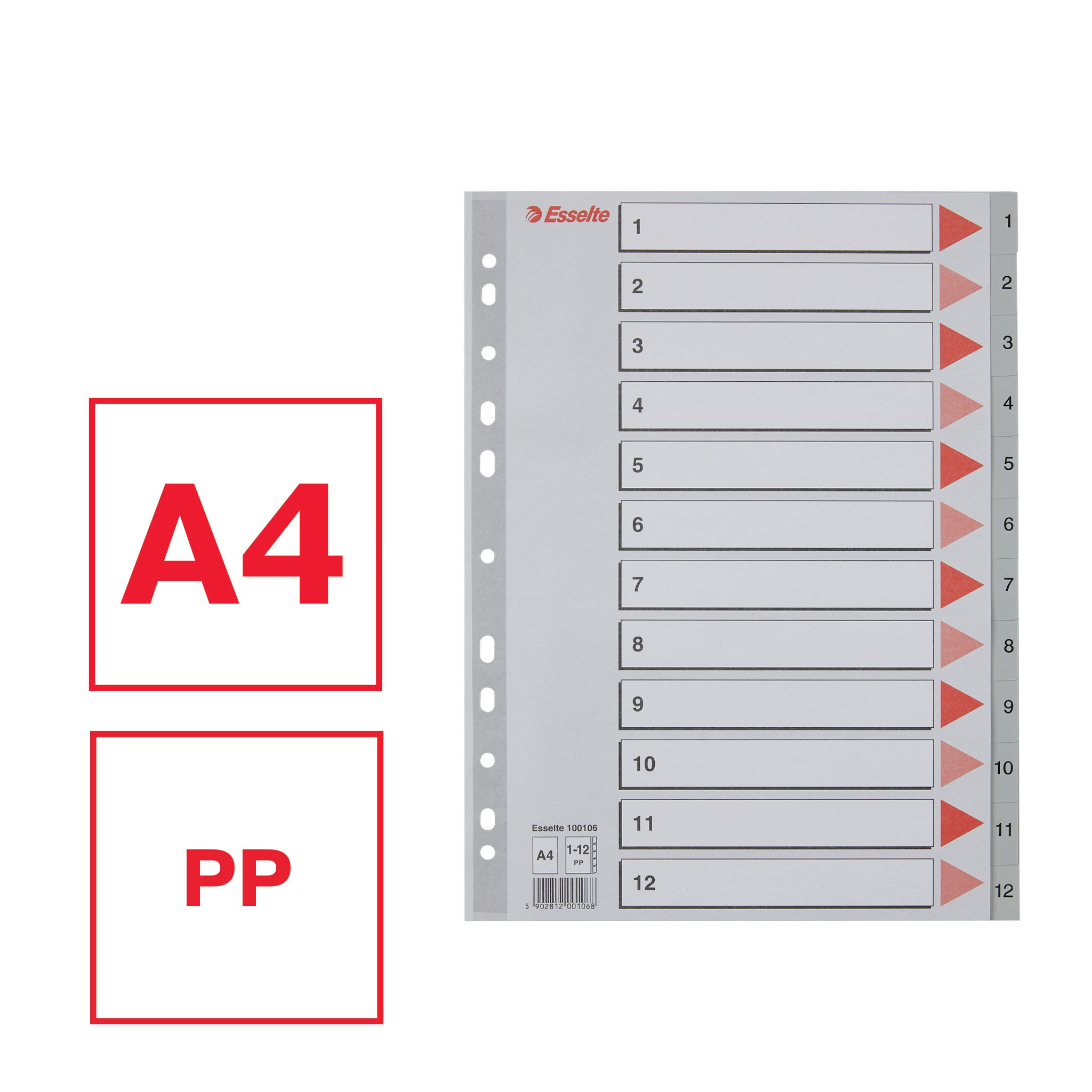 Esselte Register PP A4 1-12 gr 