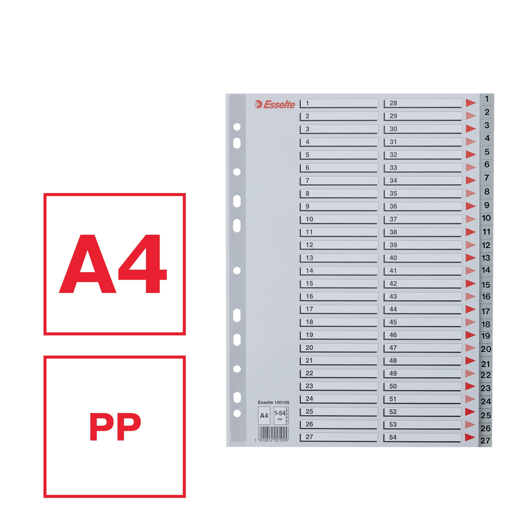 Esselte Register PP A4 1-54 gr 