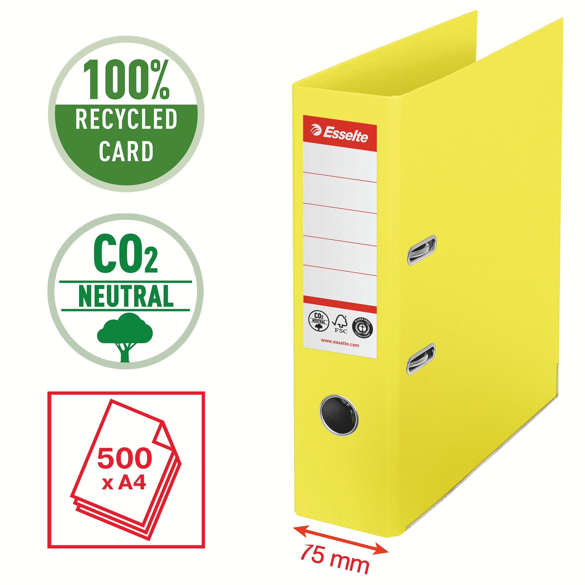BildeBinder LAF No1 POB CO²-comp A4 75mm yellow
