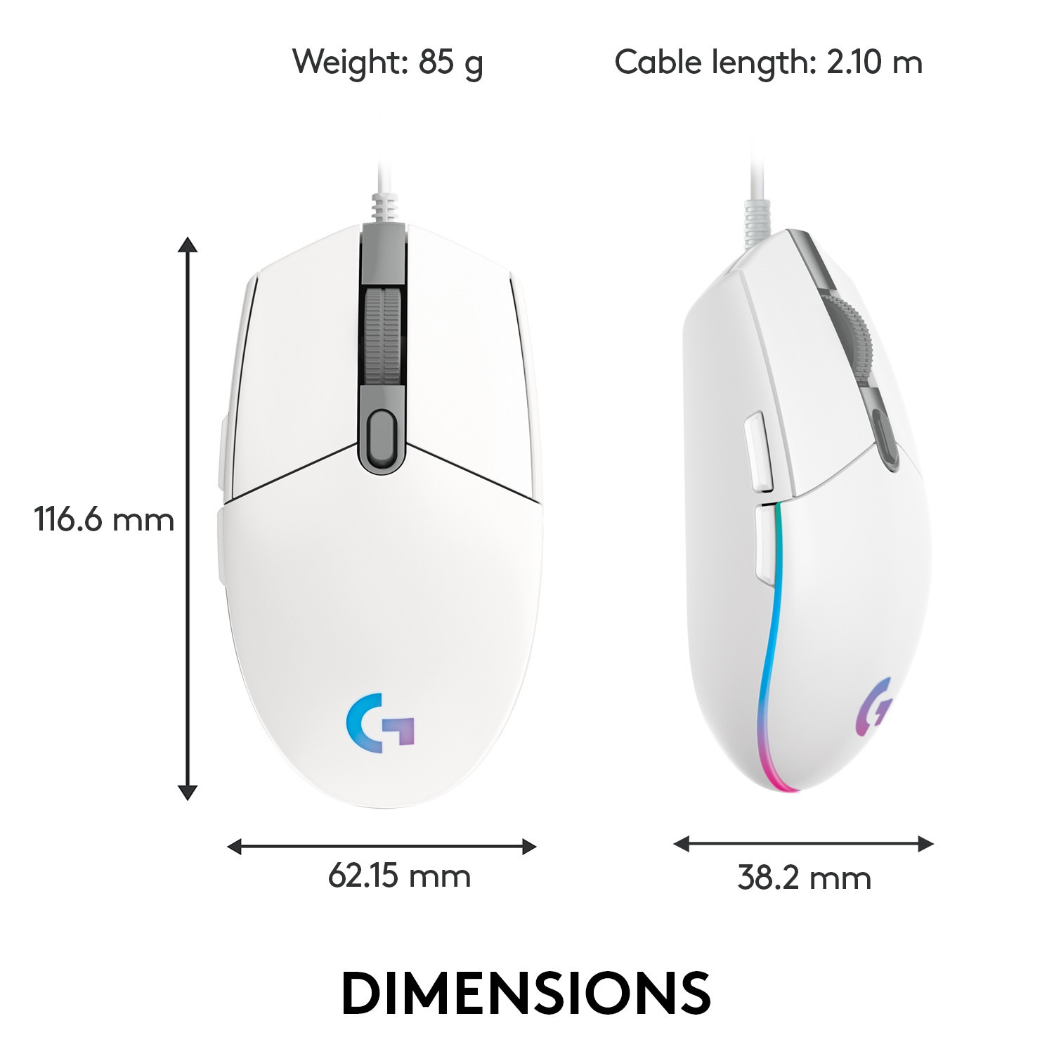 G203 LIGHTSYNC Gaming Mouse, White