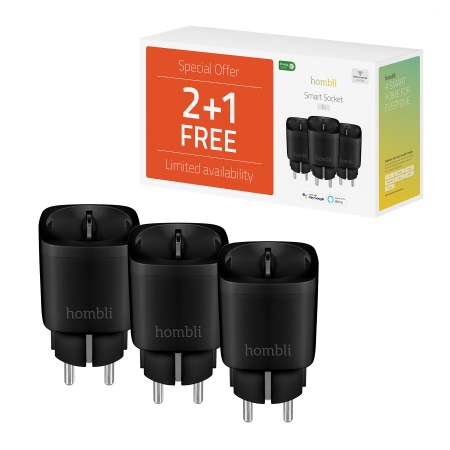 HOMBLI EU Smart Socket Promo Pack 2+1 Black