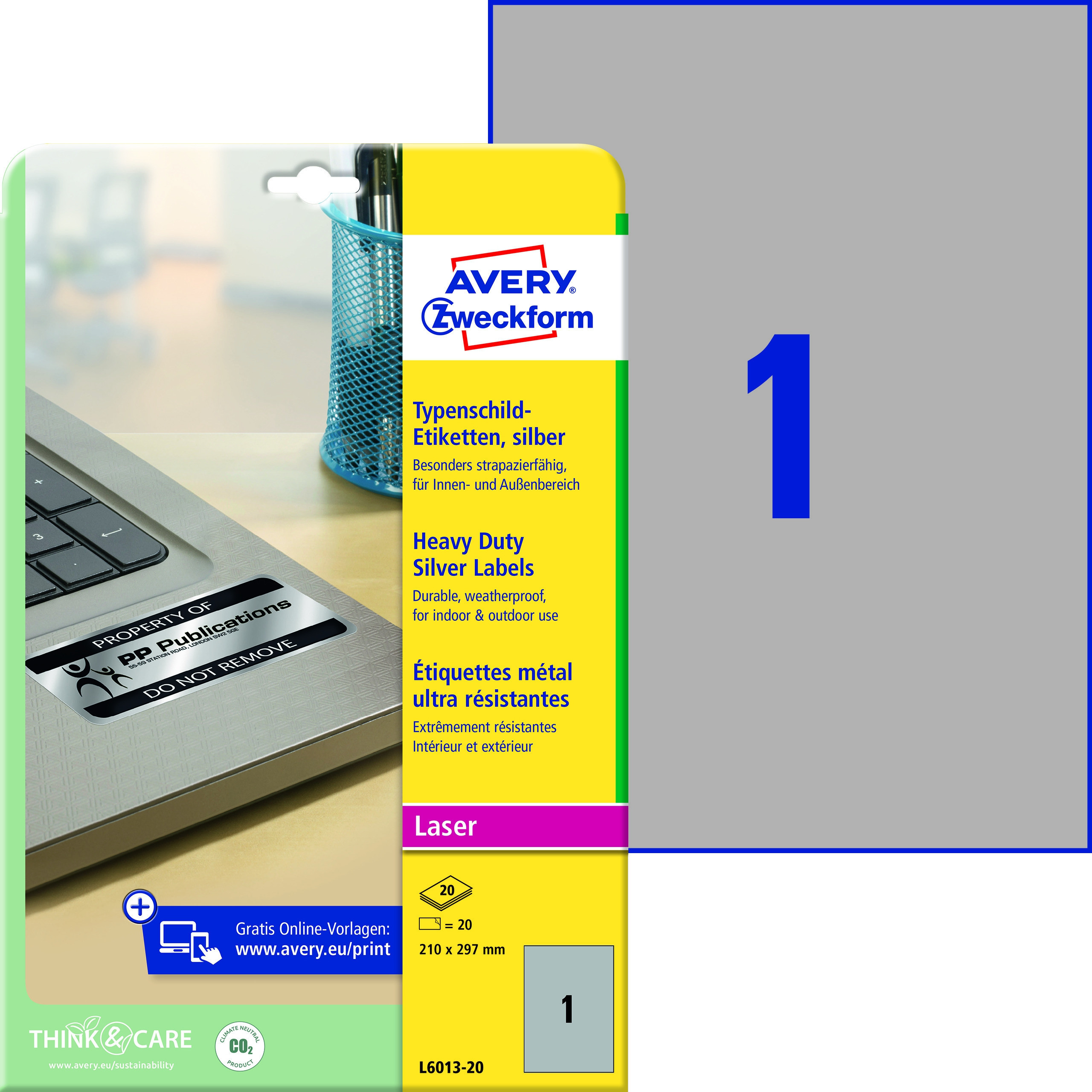 BildeLaserlabel polyester slv 210x297mm (20)
