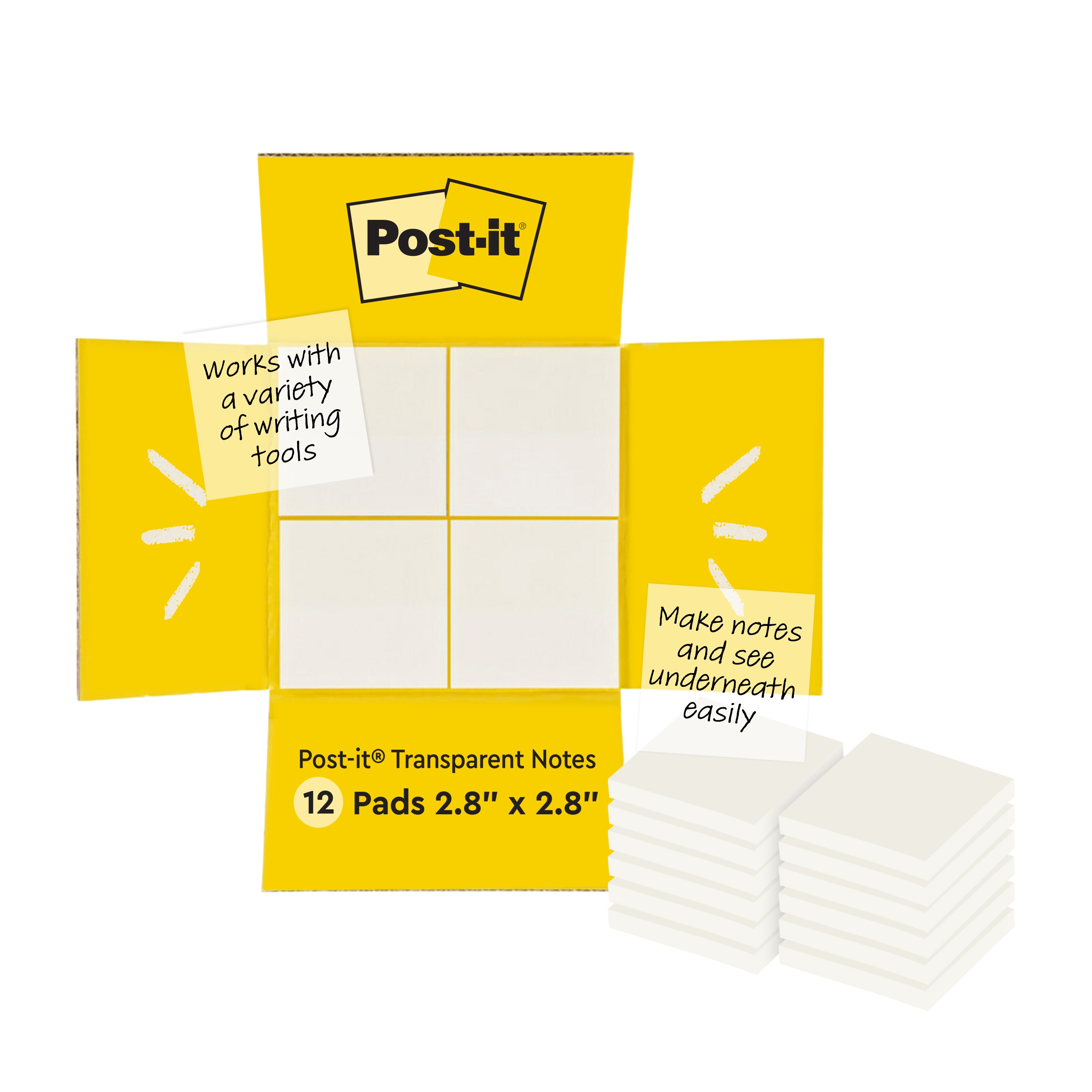 BildePost-it Notes tranparent 73x73 36sh/pad (12)