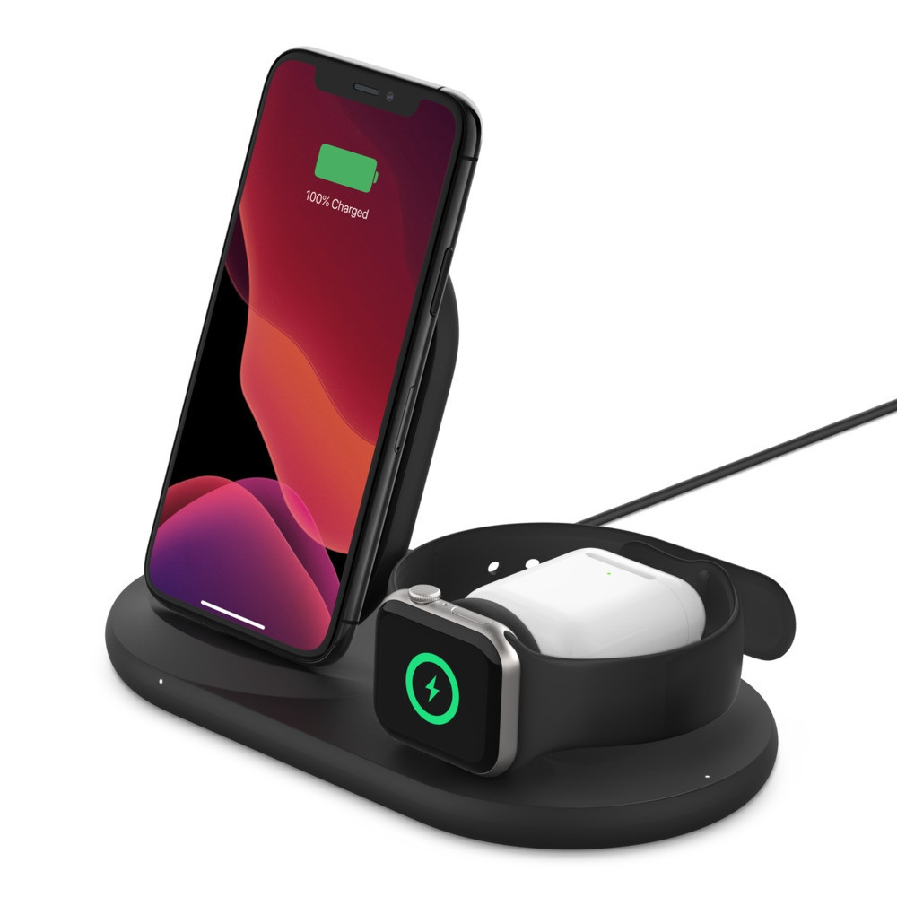 Bilde3-in-1 Wireless Pad/Stand/Apple Watch, Sort