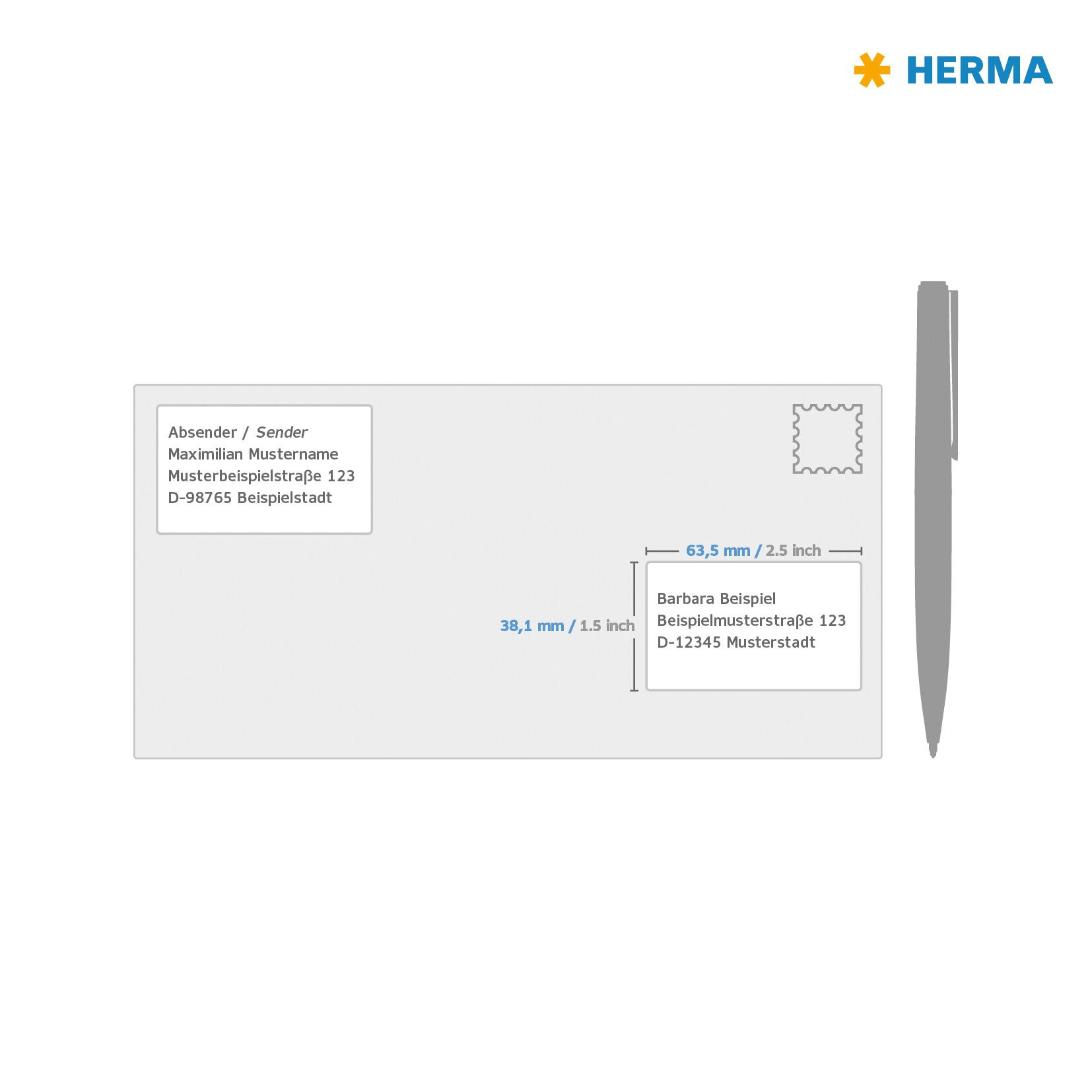Herma Etiketter Resirkulert 63,5x38,1 Hvit (1680)