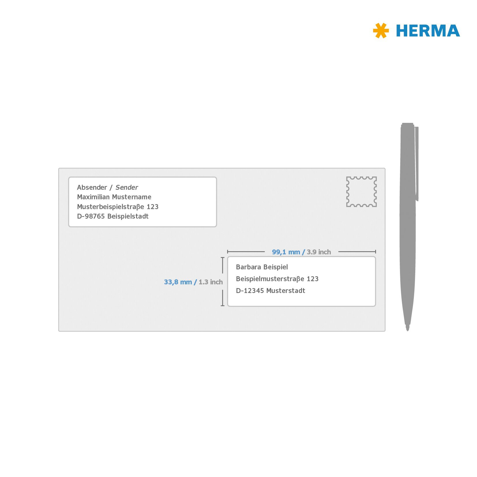 Herma Etiketter Resirkulert 99,1x33,8 Hvit (1280)