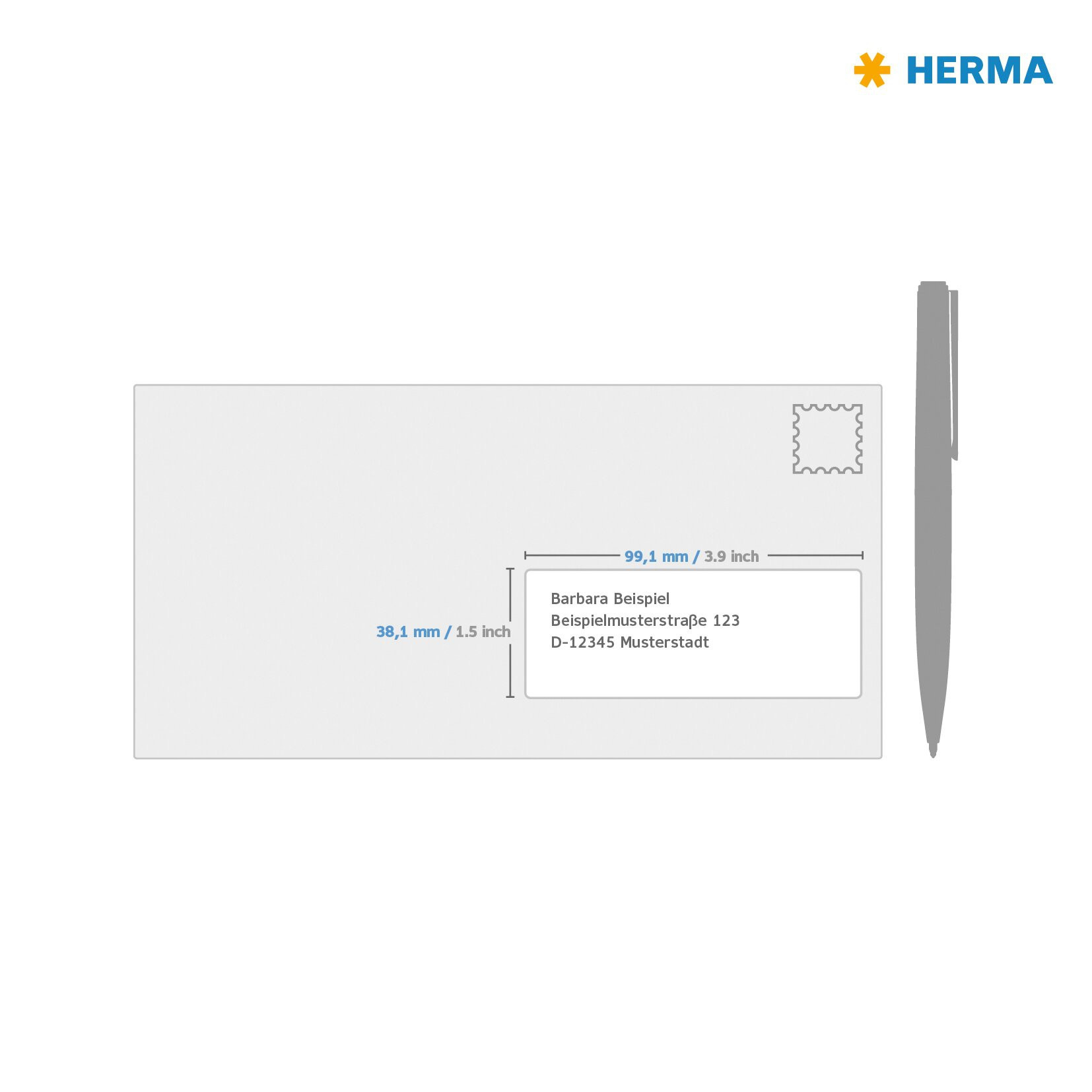 Herma Etiketter Resirkulert 99,1x38,1 Hvit (1120)