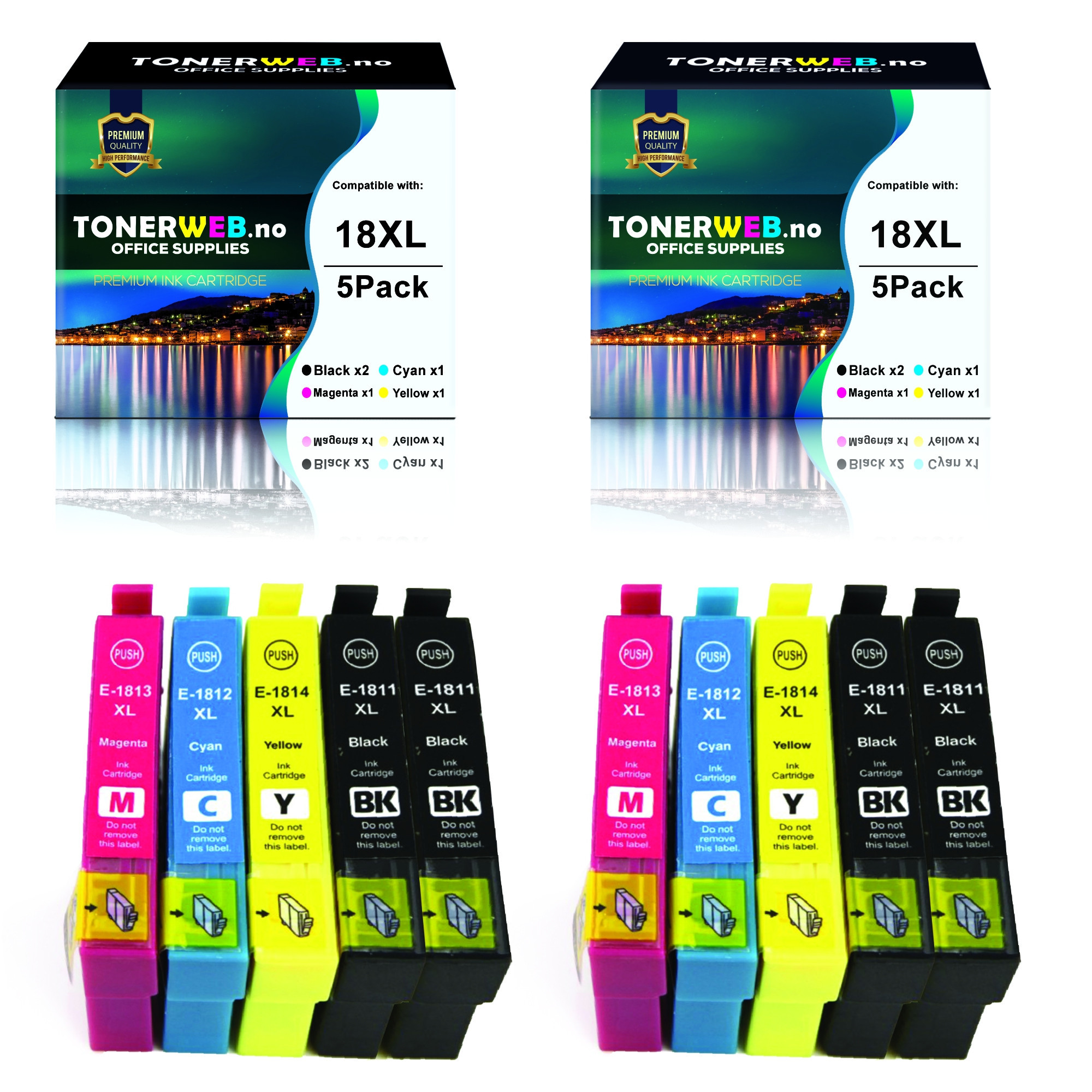 Epson Blekkpakke BK/BK/C/M/Y 18XL (4x17 ml / 6x13 ml) - Erstatter T1816