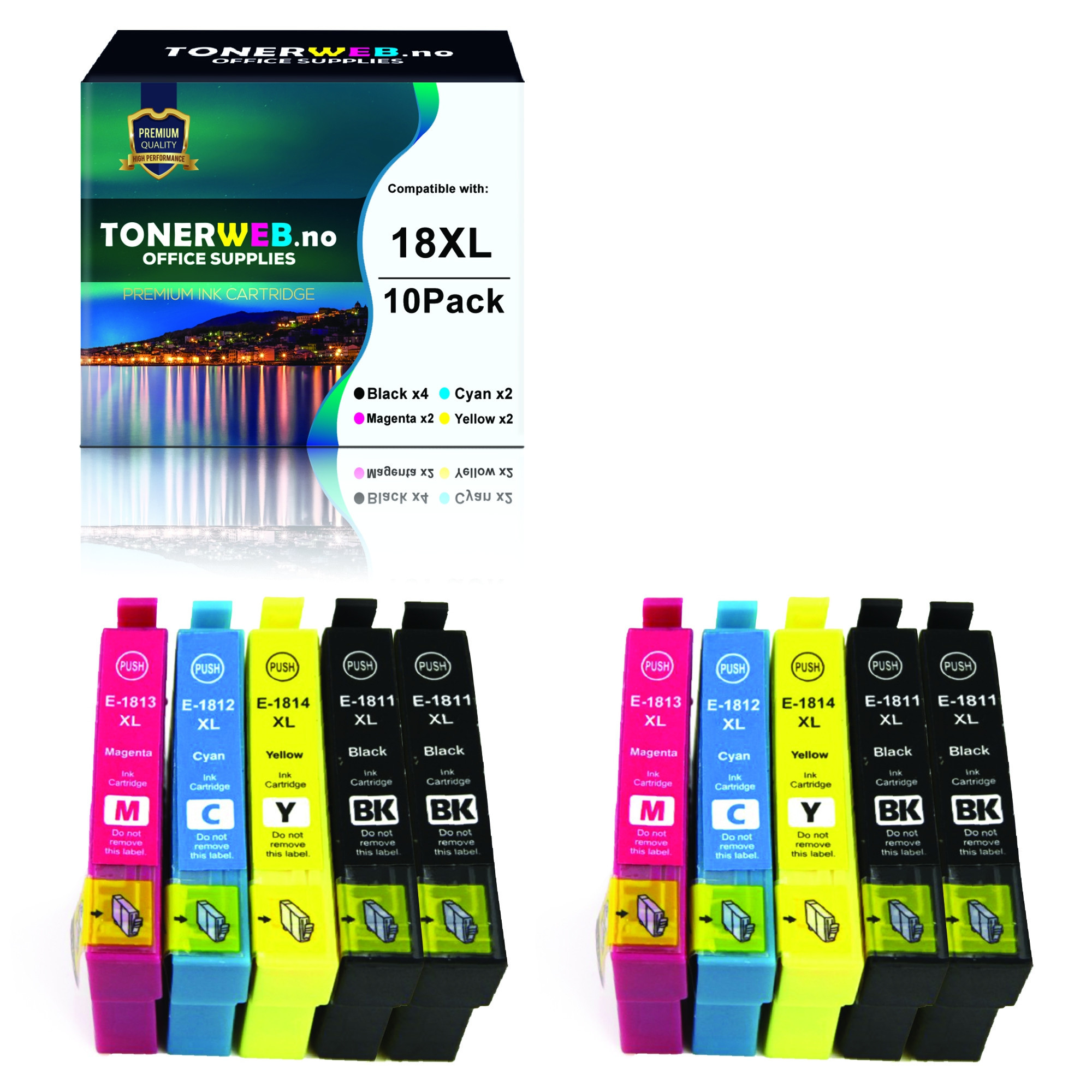 Epson Blekkpakke BK/BK/C/M/Y 18XL (4x17 ml / 6x13 ml) - Erstatter T1816