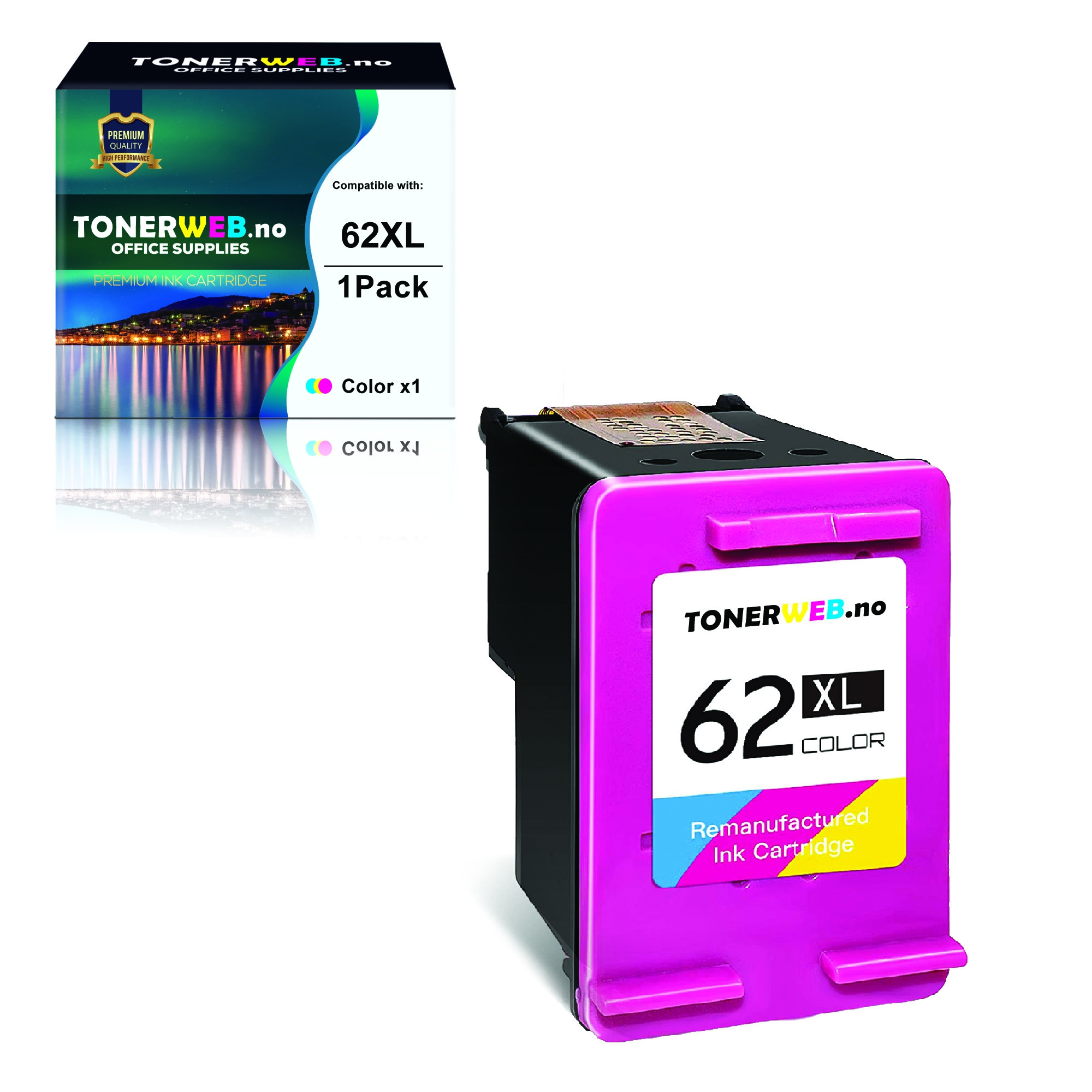 Blekkpatron, erstatter HP Farge 62XL (11,5 ml)