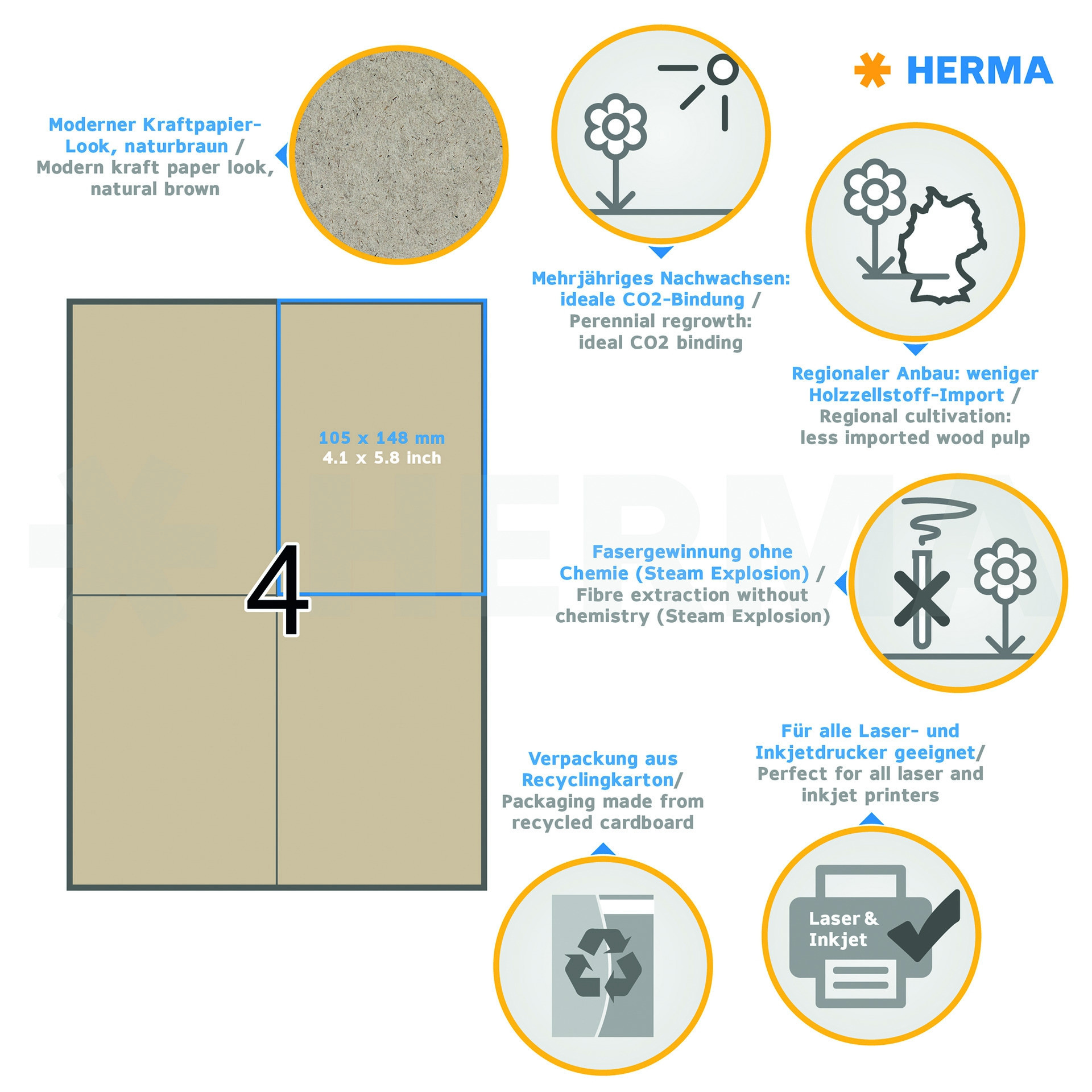 Herma Etikett Silphie 105x148 kraftpapir (80)
