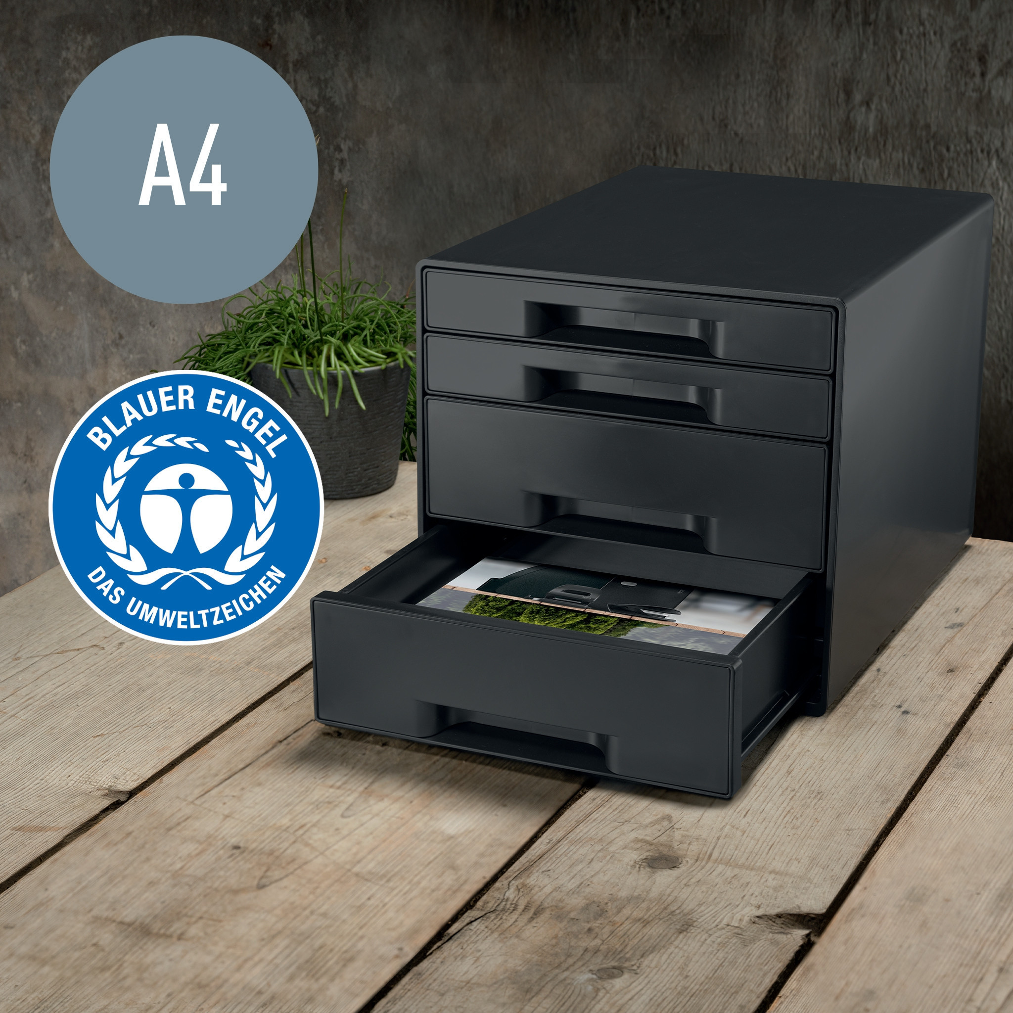 Skuffkabinett Leitz Recycle 4skuff Sort