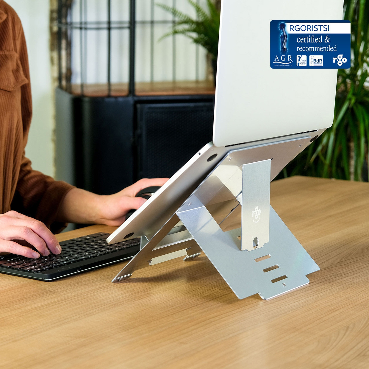 R-Go Riser Flexible Laptop Stand, adjustable, Silver