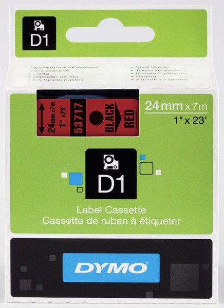 BildeDymo D1 Tape Sort på Rød 24mm (7m) S0720970