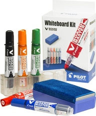 Pilot Whiteboard-sett med fem penner, penneholder og magneti