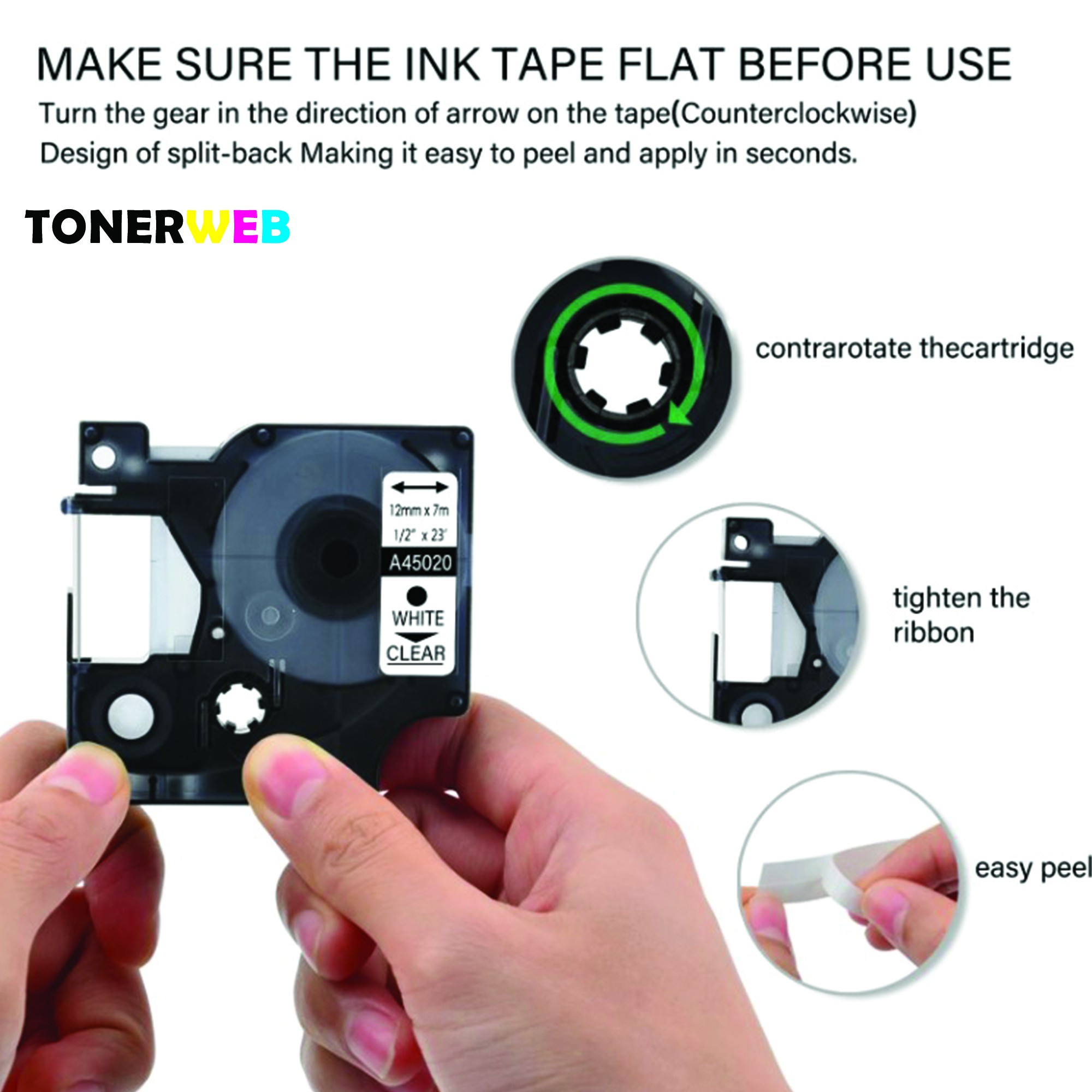 DYMO Tape D1 12mm x 7m sort/klar S0720500 - Erstatter 45010