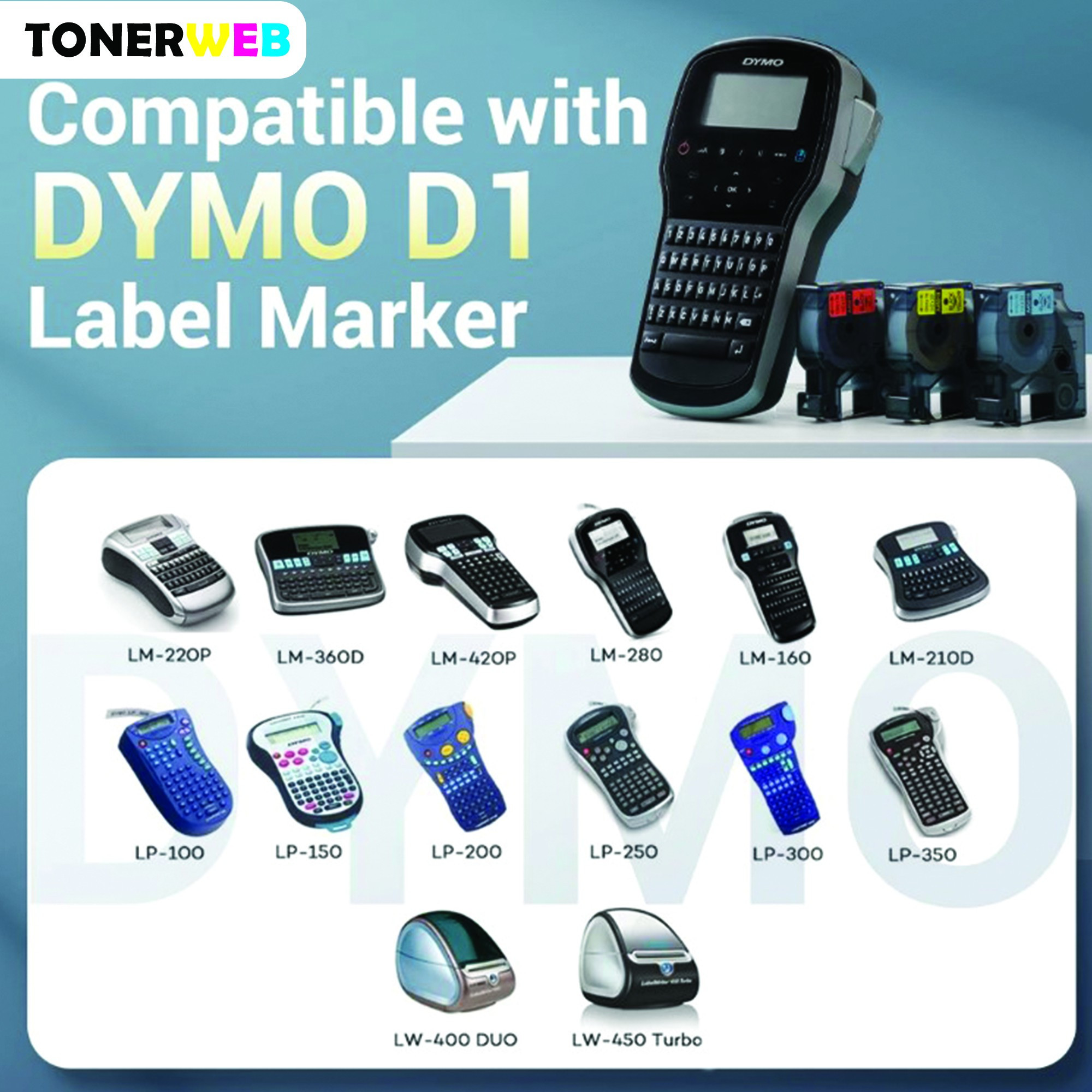 DYMO Tape D1 12mm X 7m Sort På Gul SO720580 - Erstatter 45018