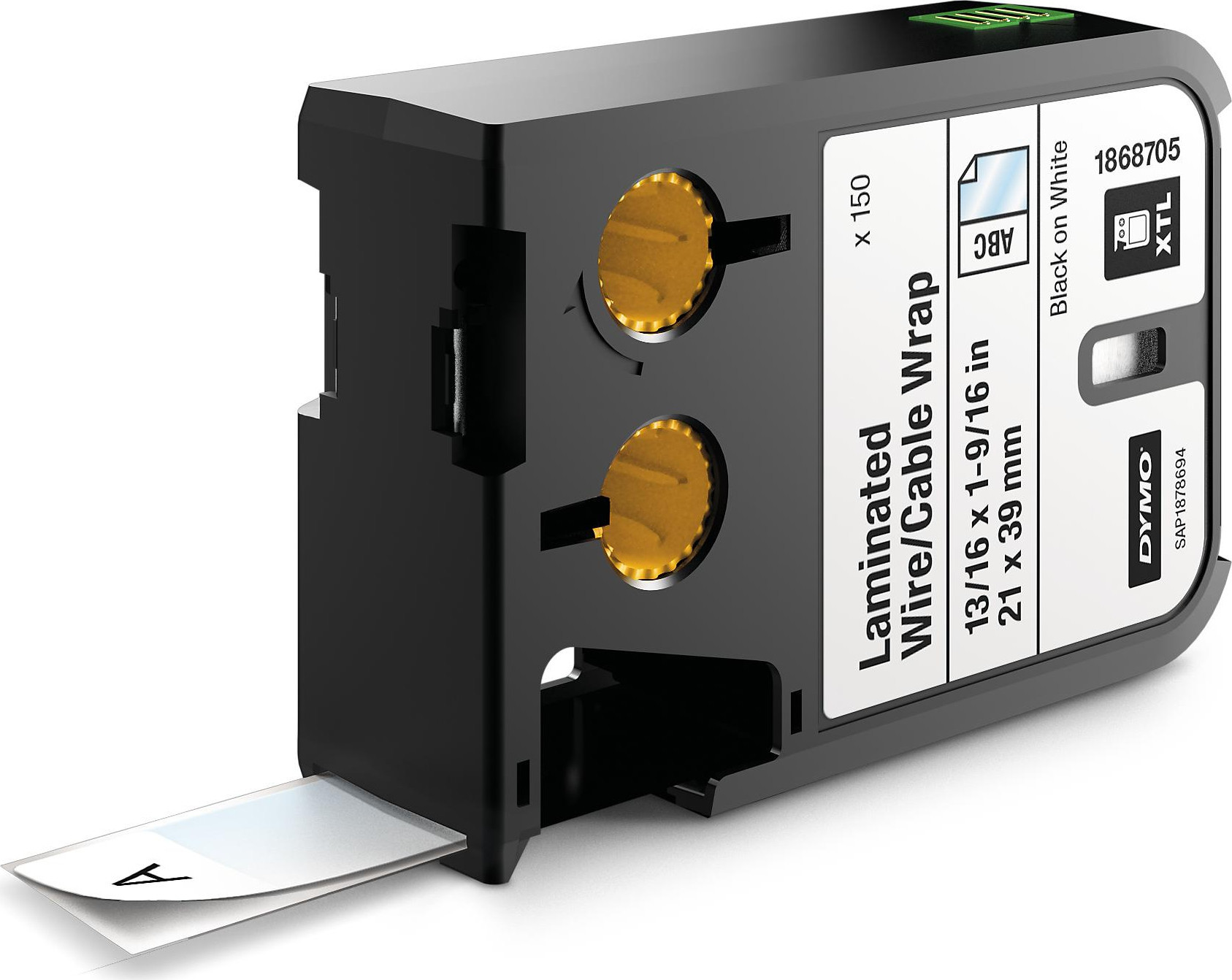 BildeDymo Teip XTL 21mmx39mm laminerte ledning/kabel sort/hvit