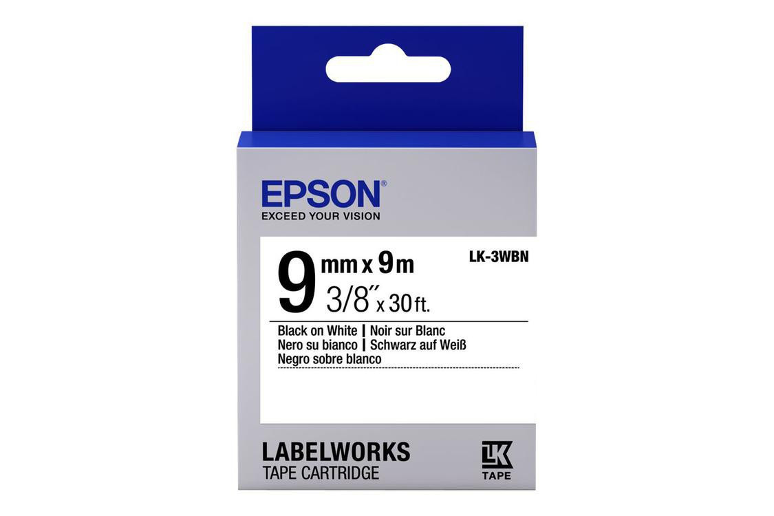 BildeEpson Teip LK-3WBN 9mmx9m sort/hvit